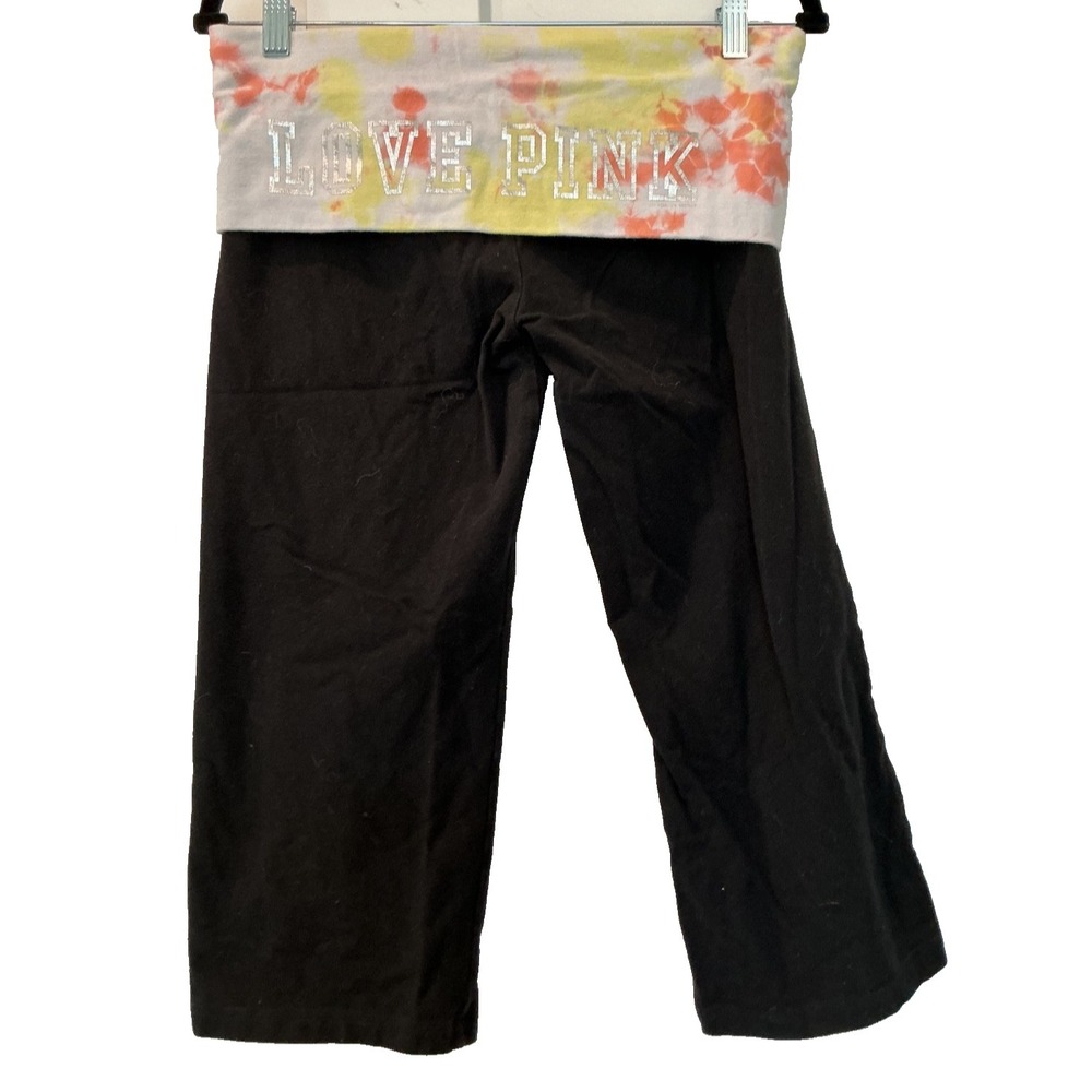 Y2K Victoria's Secret PINK Pink Yellow Tie Dye Foldover Yoga Flare Capris